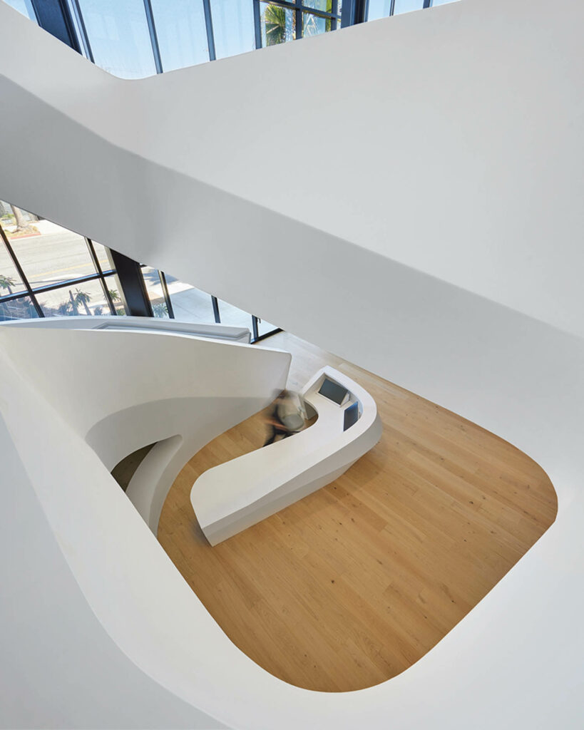 inside the white winding staircase