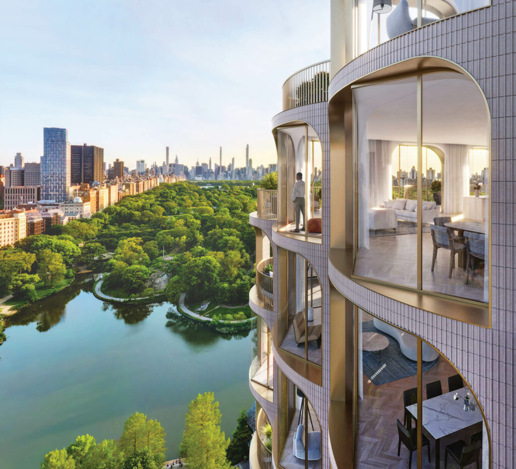 exterior of residential tower overlooking Central Park and river