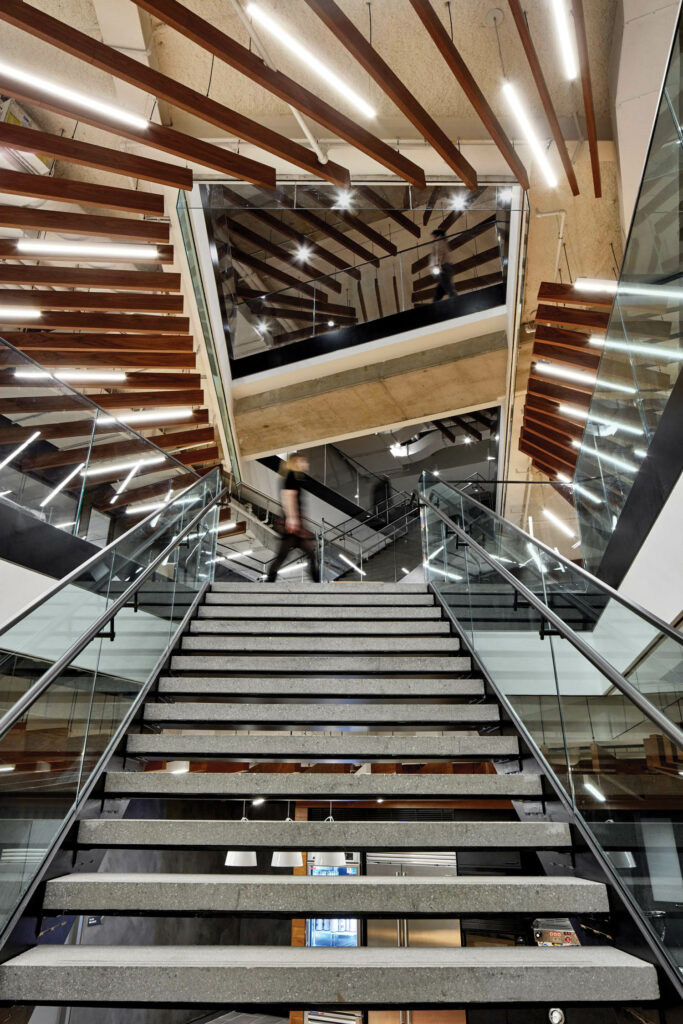 a dynamic staircase in an office