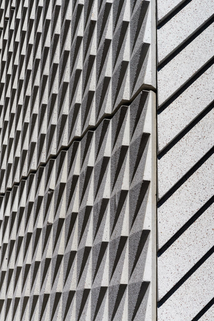 the concrete facade of a residential complex in Brooklyn