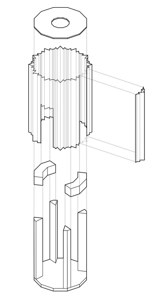 an AutoCAD drawing of Silk Pavilion, a temporary installation