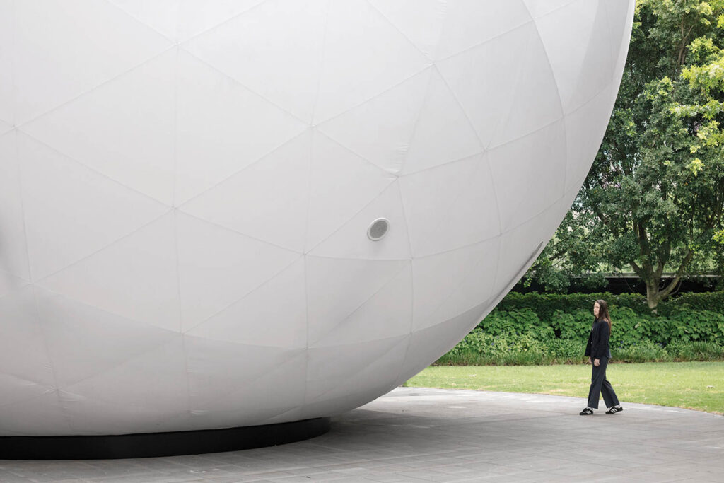 a 47-foot-diameter white orb essentially uses air as a building material